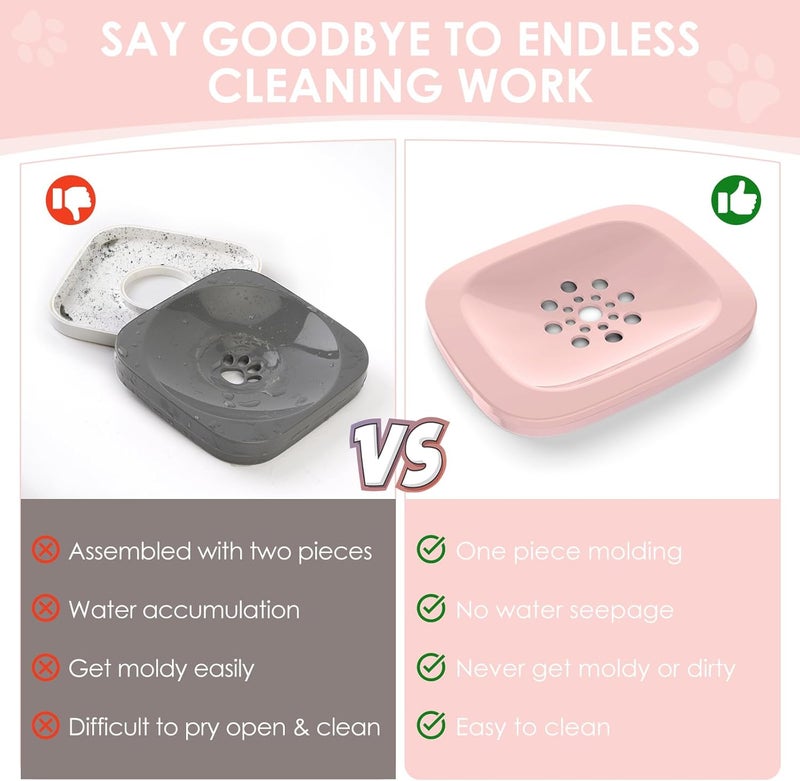 AONKEY 3L Dog Water Bowl No Spill, 101oz Large Spill Proof Dog Bowl Reduce Refill, Anti Splash No Mess Dispenser Dripless Slow Drinking Water Bowl for Sloppy Messy Drinkers (Pink) - Image 2